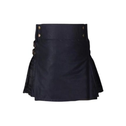 Women’s Black Hybrid Kilt with Night Watch Tartan Accents