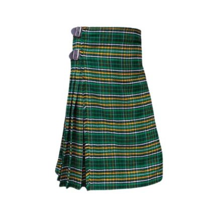 Vibrant Irish Tartan Kilt in Green and Yellow with Adjustable Straps