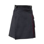 Men’s Modern Black Hybrid Kilt with Red Pleat Accents