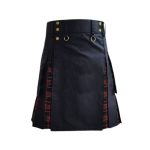 Men’s Black Hybrid Kilt with MacDonald Tartan Pleats