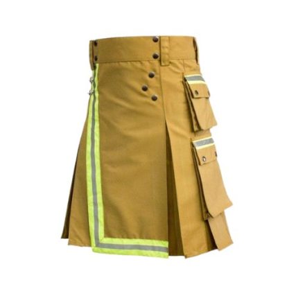 Men's Tan Firefighter Cargo Kilt