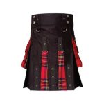 Men’s Modern Hybrid Kilt with Black and Royal Stewart Tartan Design