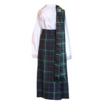 Women's Full-Length Traditional Tartan Kilt Outfit with Blouse and Sash