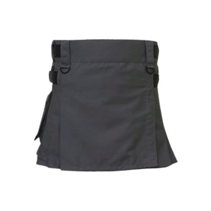 Women’s Grey Mini Utility Kilt with Adjustable Straps and Side Pockets