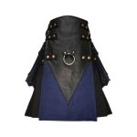 Men’s Gothic Black Hybrid Kilt with V-Shaped Leather Apron