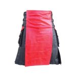 Modern Red and Black Leather Kilt with Changeable Apron