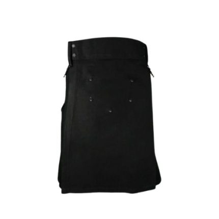 Women’s Modern Black Utility Kilt with Decorative Front and Side Pockets