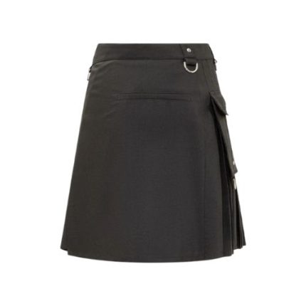 Women’s Modern Black Utility Kilt with Pockets and D-Ring Accents