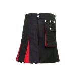 Women’s Black and Red Hybrid Mini Kilt with Detachable Pocket