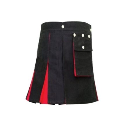 Women’s Black and Red Hybrid Mini Kilt with Detachable Pocket