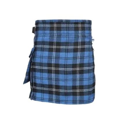 Women’s Ramsay Blue Tartan Utility Kilt with Fastening Straps