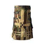 Men’s Gothic Woodland Camo Hybrid Kilt with Khaki Accents