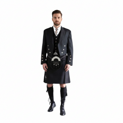 Complete Gents Black Spirit Prestige Kilt Outfit