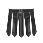 Black Leather Gladiator Kilt with Strap Panel Design