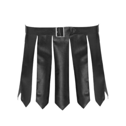 Black Leather Gladiator Kilt with Strap Panel Design