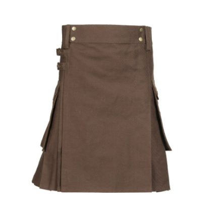 Kilts for Men - Brown Modern Utility Kilt with Cargo Pockets