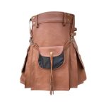Brown Leather Kilt with Detachable Sporran and Utility Pockets