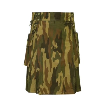 Classic Camouflage Tactical Kilt with Cargo Pockets and Reinforced Stitching