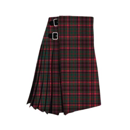 Classic Buchan Tartan Kilt in Green and Red Plaid with Traditional Pleats