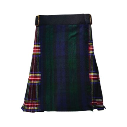 Classic Black Watch and Black Stewart Tartan Kilt with Dual Plaid Design