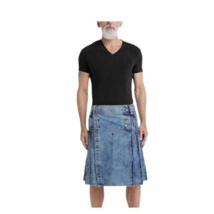 Casual Stonewashed Denim Kilt