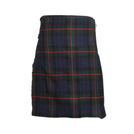 Classic Gunn Tartan Kilt in Dark Green and Navy Plaid with Red Lines