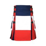 French Flag Tricolor Kilt with Cargo Pockets