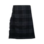 Elegant Night Watch Tartan Kilt in Dark Plaid with Fringed Edge