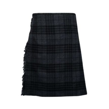 Elegant Night Watch Tartan Kilt in Dark Plaid with Fringed Edge
