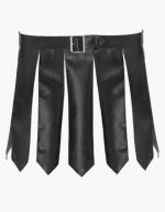 Black Leather Gladiator Kilt with Strap Panel Design