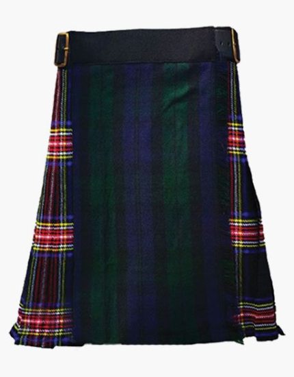 Classic Black Watch and Black Stewart Tartan Kilt with Dual Plaid Design