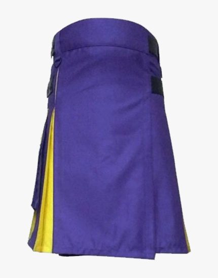 Women’s Purple and Yellow Hybrid Utility Kilt with Adjustable Straps