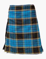 Vibrant Clan Anderson Modern Tartan Kilt in Blue and Black Plaid