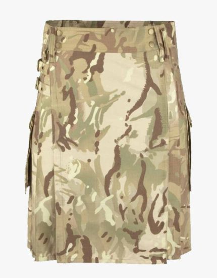 Multicam Tactical Kilt with Cargo Pockets and Reinforced Stitching