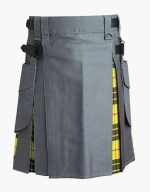 Men’s Grey Hybrid Utility Kilt with MacLeod of Lewis Tartan Accents