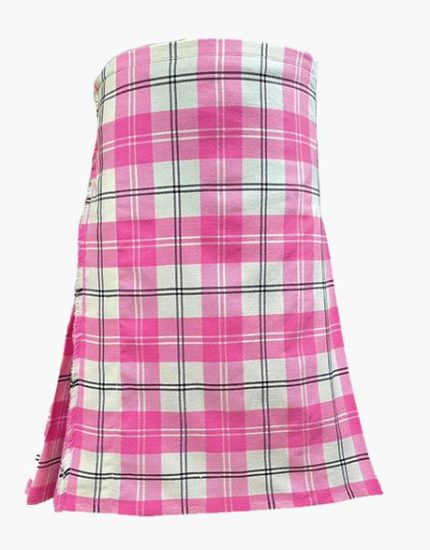 Handmade Ailsa Pink Tartan Kilt in Vibrant Pink and White Plaid