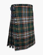 Irish Tartan Kilt in Green, Orange, White, and Black with Fringed Edge