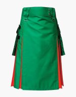 Men’s Green and Orange Hybrid Kilt with Detachable Pockets