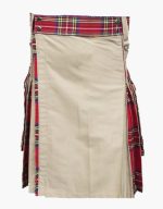 Men’s Khaki Hybrid Utility Kilt with Royal Stewart Tartan Accents