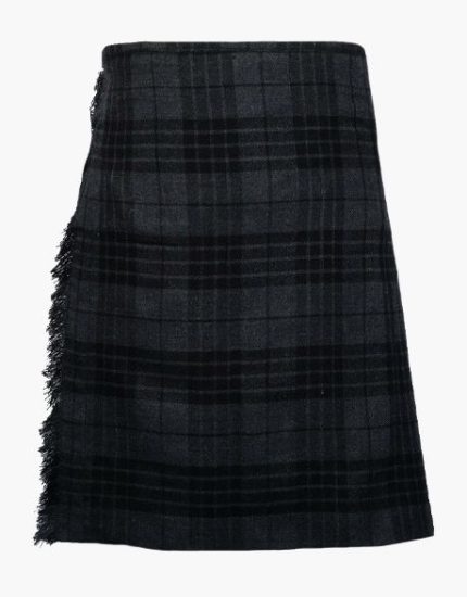 Elegant Night Watch Tartan Kilt in Dark Plaid with Fringed Edge