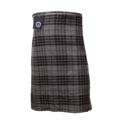 Men Scottish Black Grey Watch 8 Yard Tartan Kilt