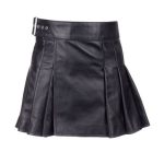 Black Leather Kilt for Women – Stylish Pleated Ladies Kilt