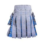 Men’s Grey Utility Kilt with Blue Tartan Lining – Functional & Stylish - Image 2
