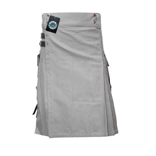 Men's Grey Utility Kilt with Adjustable Straps – Practical, Stylish, and Comfortable