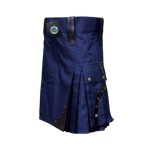 Men's Navy Blue Utility Kilt with Leather Details – Bold, Stylish, and Practical - Image 2