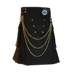 Men's Black Utility Kilt with Chain Accents – Bold, Stylish, and Functional