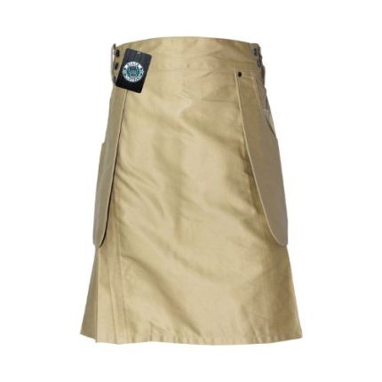 Men's Khaki Utility Kilt with Pockets – Practical & Stylish for Everyday Wear