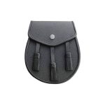 Black Leather 3 Tassel Kilt Sporran and Belt
