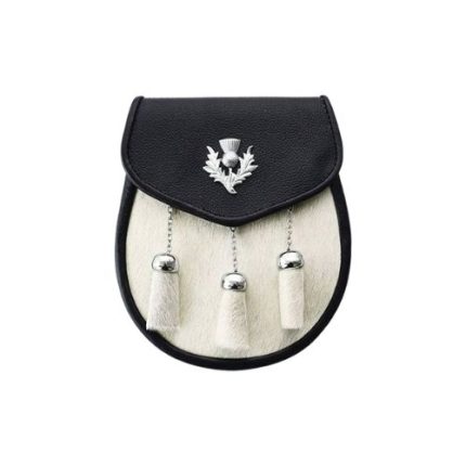 Semi Dress Fur Leather Sporran with Belt Chains