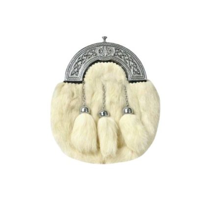 White Rabbit Fur Kilt Sporran with 3 Tassels